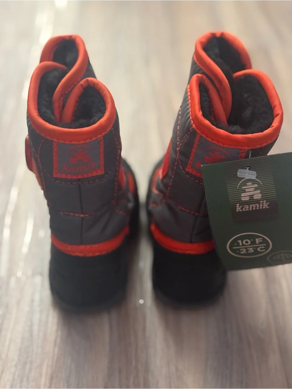 Kamik Kids Orange and Gray Strap Snow Boots